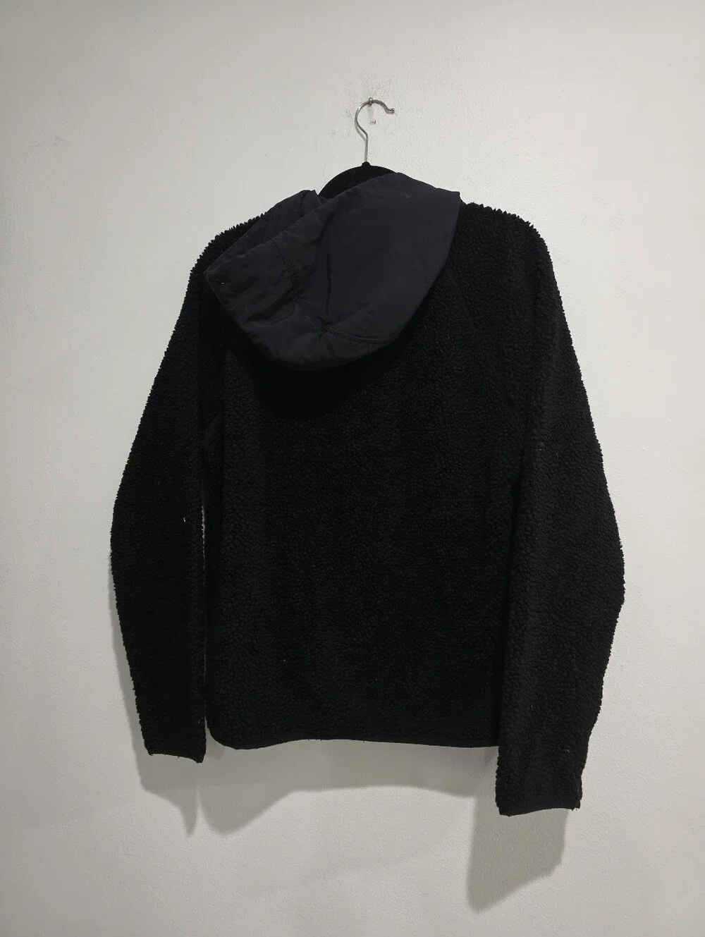 J.Crew Authentic Outerwear Black Sherpa Fleece Full-Zip Hoodie Jacket - Men's M